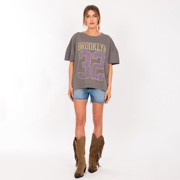 Bowery Nyc WOMAN'S "BROOKLYN" CREW NECK S/S LIGHT WEIGHT SWEAT - OVERSIZED FIT