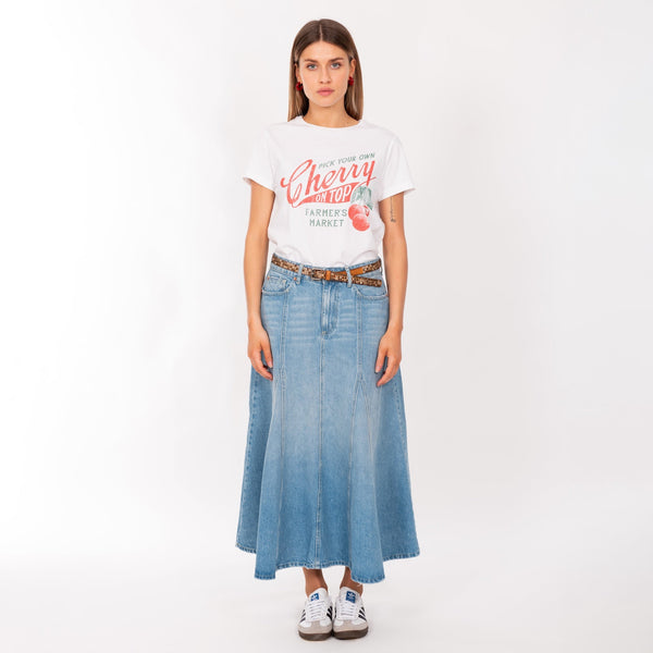 Bowery Nyc WOMAN'S "CHERRY" CREW NECK S/S T-SHIRT - VINTAGE JERSEY - REGULAR FIT