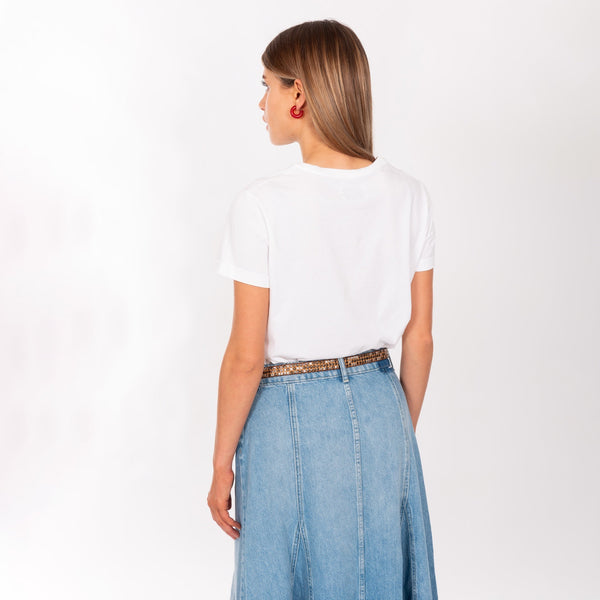 Bowery Nyc WOMAN'S "CHERRY" CREW NECK S/S T-SHIRT - VINTAGE JERSEY - REGULAR FIT