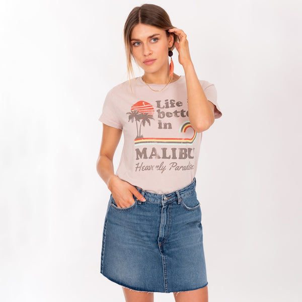 bowery nyc WOMAN'S "LIFE IS BETTER" CREW NECK S/S T-SHIRT - SOFT JERSEY - REGULAR FIT