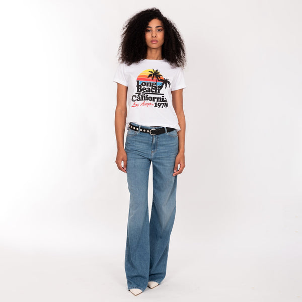 Bowery Nyc WOMAN'S "LONG BEACH" CREW NECK S/S T-SHIRT - SOFT JERSEY - REGULAR FIT