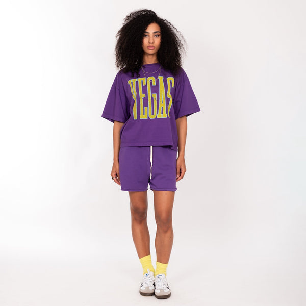 Bowery Nyc WOMAN'S "VEGAS" CREW NECK S/S T-SHIRT - VINTAGE JERSEY - OVERSIZE FIT