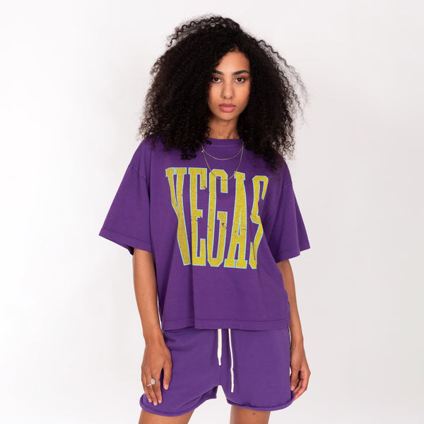 bowery nyc WOMAN'S "VEGAS" CREW NECK S/S T-SHIRT - VINTAGE JERSEY - OVERSIZE FIT