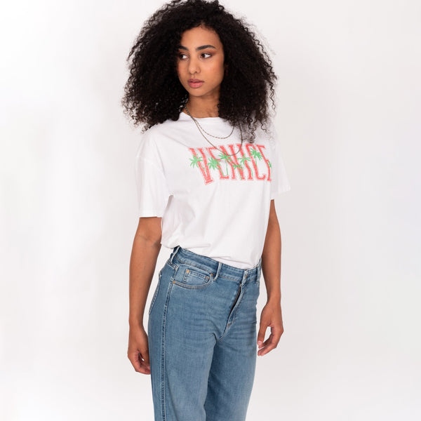bowery nyc WOMAN'S "VENICE" CREW NECK S/S T-SHIRT - VINTAGE JERSEY - BOY FIT