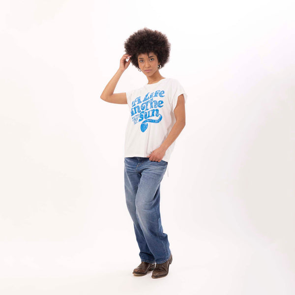 Bowery Nyc WOMEN'S "A LIFE IN THE SUN" CREWNECK BOXY T-SHIRT - VINTAGE JERSEY