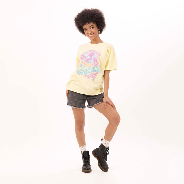 Bowery Nyc WOMEN'S "CALIFORNIA" CREWNECK BOY FIT T-SHIRT- VINTAGE JERSEY