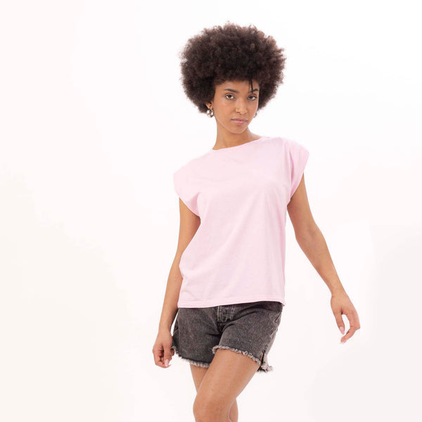 bowery nyc WOMEN'S CREWNECK PUFF SHOULDER T-SHIRT - VINTAGE JERSEY