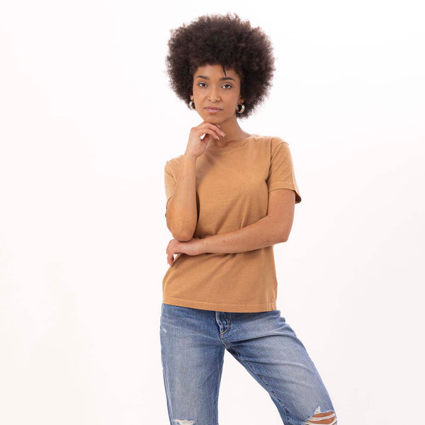 bowery nyc WOMEN'S CREWNECK S/SLEEVE SLIM FIT T-SHIRT - VINTAGE JERSEY