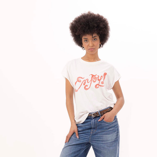 bowery nyc WOMEN'S "ENJOY" CREWNECK BOXY T-SHIRT - VINTAGE JERSEY