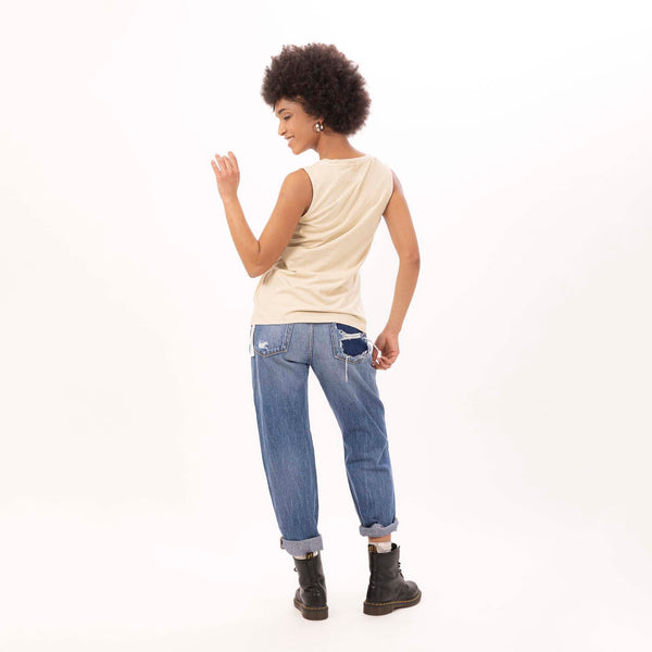 Bowery Nyc WOMEN'S ESSENTIAL CREWNECK TANK TOP - VINTAGE JERSEY