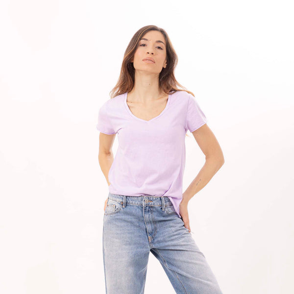 bowery nyc WOMEN'S ESSENTIAL V-NECK S/SLEEVE T-SHIRT - VINTAGE JERSEY