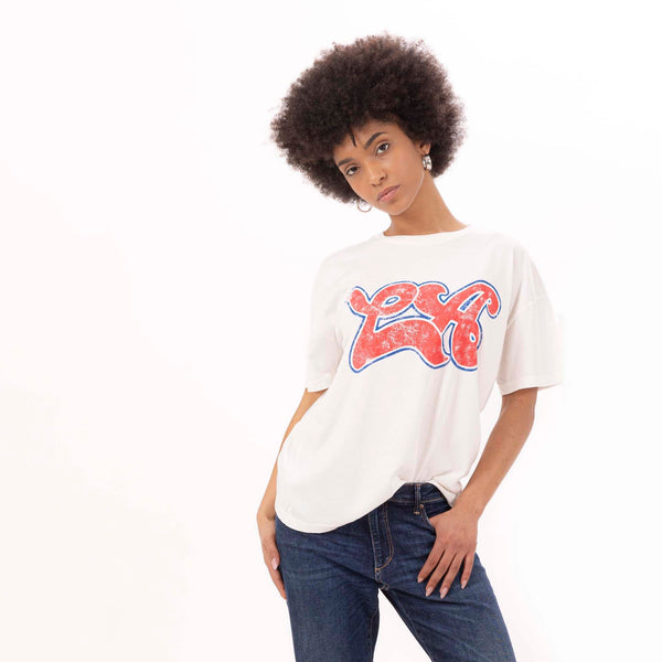 bowery nyc WOMEN'S "LA" CREWNECK BOY FIT T-SHIRT - VINTAGE JERSEY