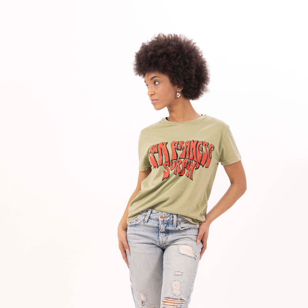 bowery nyc WOMEN'S "SAN FRANCISCO" CREWNECK SLIM FIT T-SHIRT- VINTAGE JERSEY bowery nyc WOMEN'S "SAN FRANCISCO" CREWNECK SLIM FIT T-SHIRT- VINTAGE JERSEY