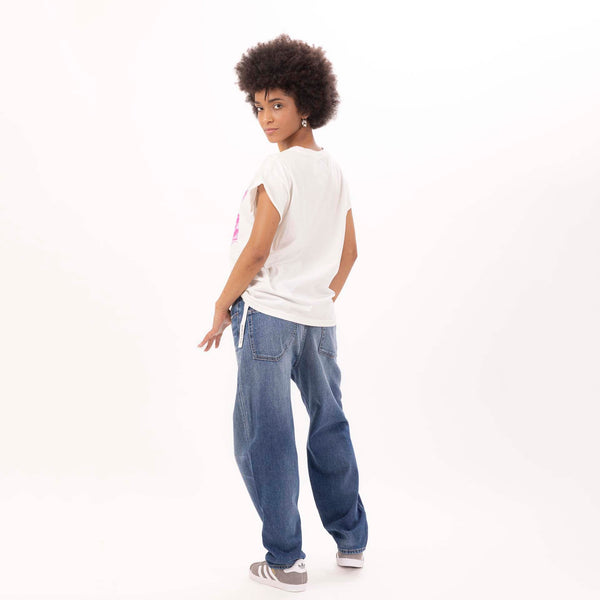 Bowery Nyc WOMEN'S "STAY GROOVY" CREWNECK BOXY T-SHIRT - VINTAGE JERSEY