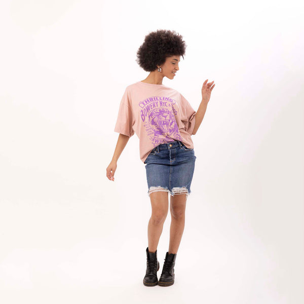 Bowery Nyc WOMEN'S "THRILLING" CREWNECK OVERSIZE T-SHIRT- VINTAGE JERSEY