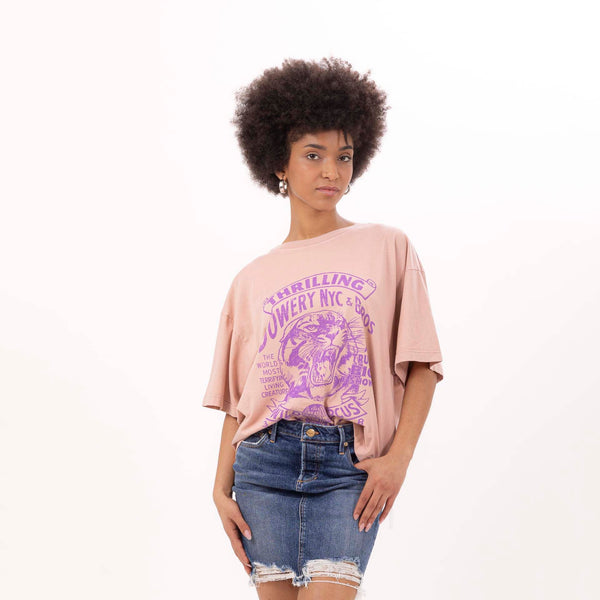 bowery nyc WOMEN'S "THRILLING" CREWNECK OVERSIZE T-SHIRT- VINTAGE JERSEY