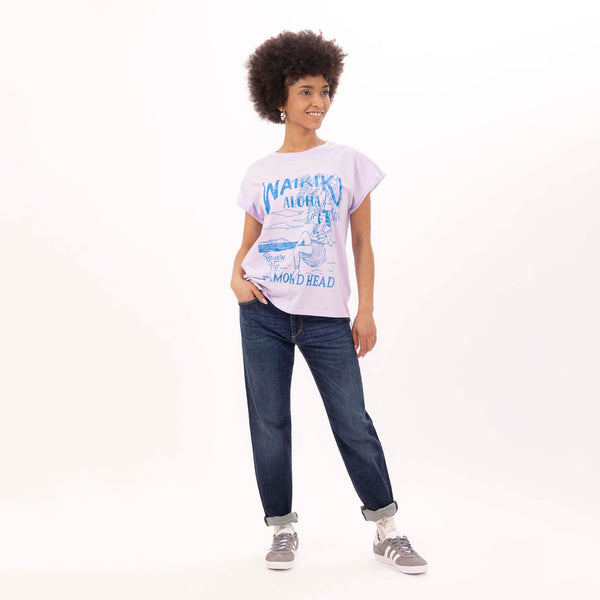 Bowery Nyc WOMEN'S "WAIKIKI" CREWNECK BOXY T-SHIRT- VINTAGE JERSEY