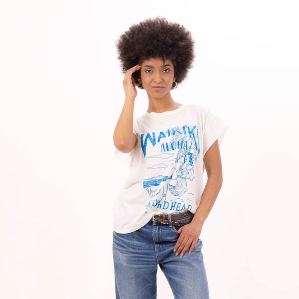 Bowery Nyc WOMEN'S "WAIKIKI" CREWNECK BOXY T-SHIRT- VINTAGE JERSEY