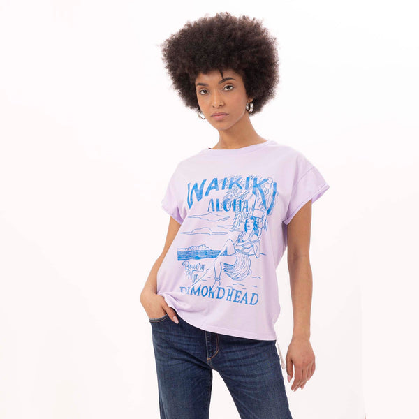 bowery nyc WOMEN'S "WAIKIKI" CREWNECK BOXY T-SHIRT- VINTAGE JERSEY