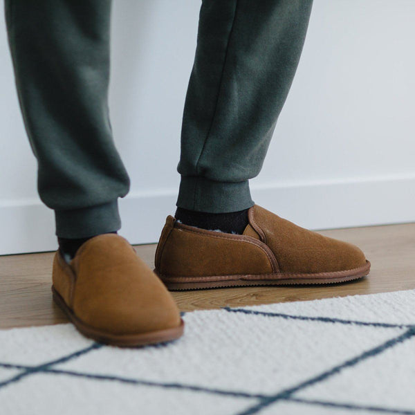 Bown Of London Avi Men's Sheepskin Slipper - Chestnut Size *