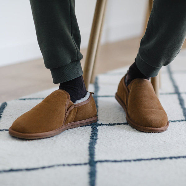 Bown Of London Avi Men's Sheepskin Slipper - Chestnut Size *