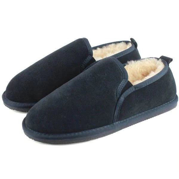 bown of london Avi Mens Sheepskin Turn Slipper - Navy Size *