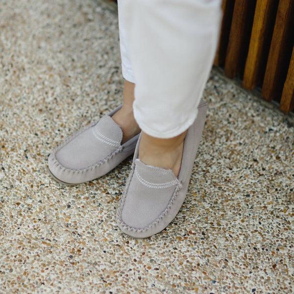 Bown Of London Bethany Ladies Suede Moccasin - Stone Size *