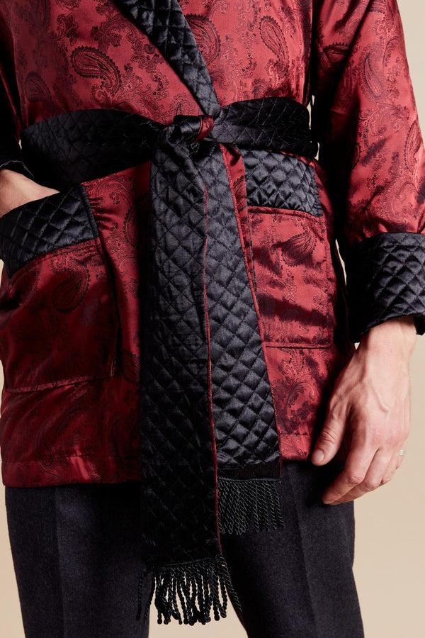 Bown Of London Clarke Men's Short Smoking Jacket - Claret Size *