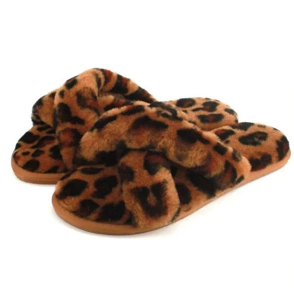 bown of london Delilah Ladies Sheepskin Slider Slipper - Leopard Size *