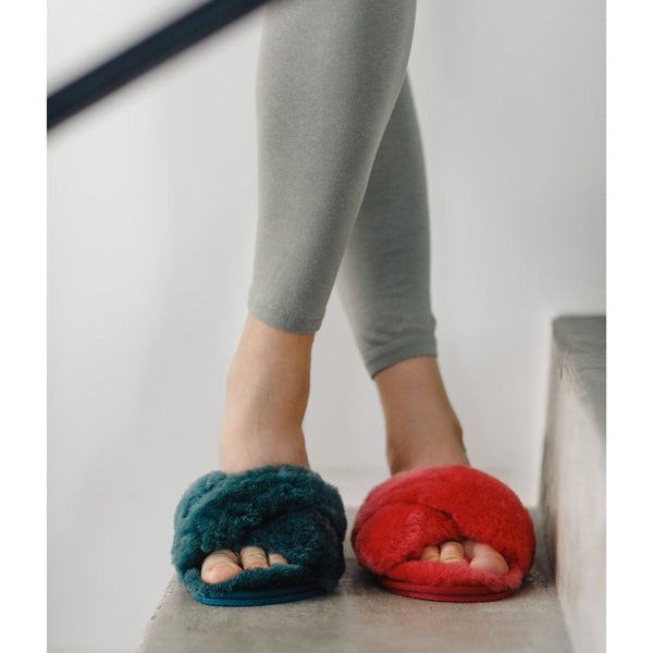 Bown Of London Delilah Ladies Sheepskin Slider Slipper - Watermelon Size *