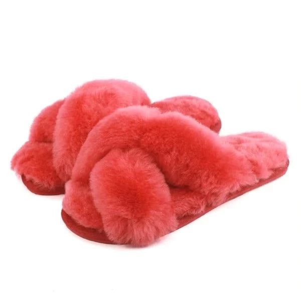 bown of london Delilah Ladies Sheepskin Slider Slipper - Watermelon Size *