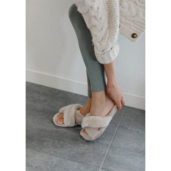 Bown Of London Delilah Ladies Sheepskin Slider Slippers - Oyster Size *