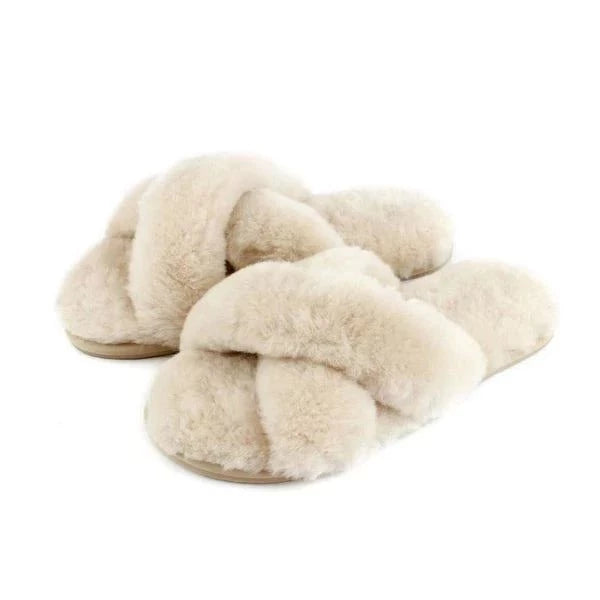 bown of london Delilah Ladies Sheepskin Slider Slippers - Oyster Size *