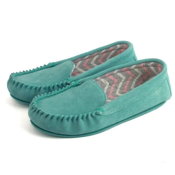 bown of london Ffion Ladies Suede Moccasin - Aqua Size *