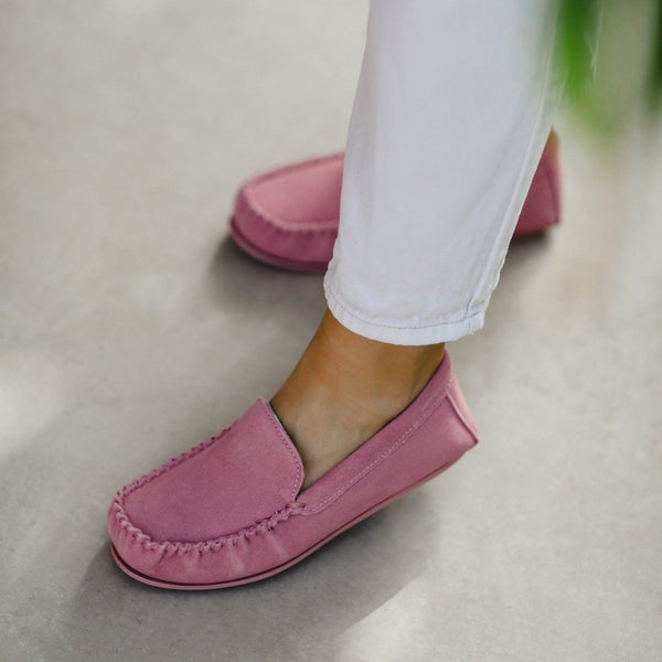Bown Of London Ffion Ladies Suede Moccasin - Blush Size *