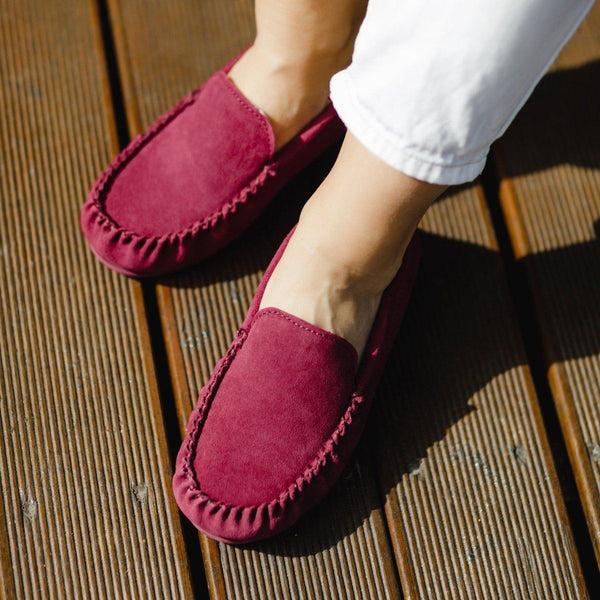 Bown Of London Ffion Ladies Suede Moccasin - Wine Size *