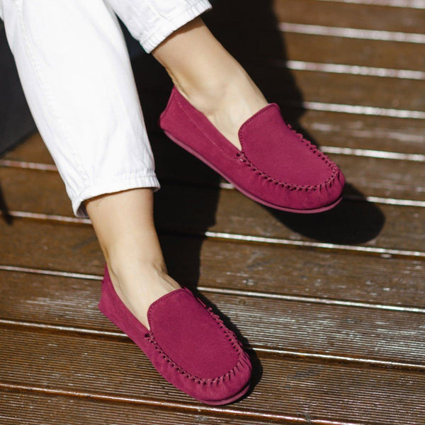 bown of london Ffion Ladies Suede Moccasin - Wine Size *