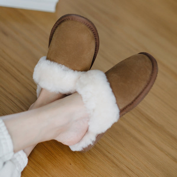 Bown Of London Grace Sheepskin Mule Slipper - Chestnut Size *