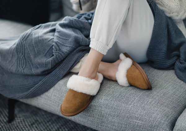 Bown Of London Grace Sheepskin Mule Slipper - Chestnut Size *