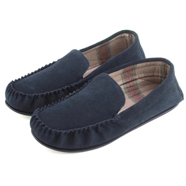 bown of london Harris Mens Fabric Lined Moccasin - Navy Size *