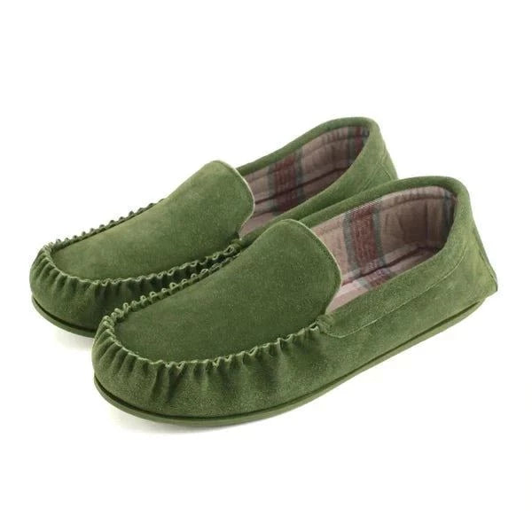 bown of london Harris Mens Fabric Lined Moccasin - Olive Size *