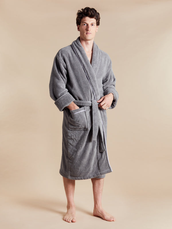 Bown Of London His & Hers Grey Towelling Dressing Gown Bundle - Europa Men's Grey Towelling Dressing Gown - Europa (Size) *