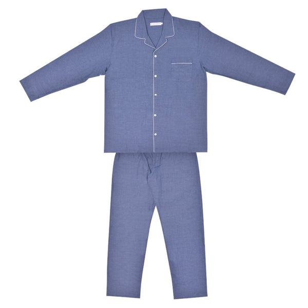 bown of london Ladies Pyjamas Brushed Cotton Blue - Capri Size *