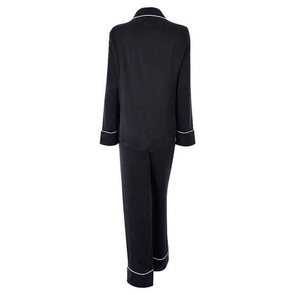 Bown Of London Ladies Vegan Silk Pyjama- Zumra Black Print Size *