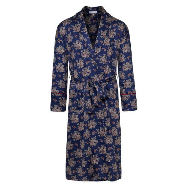 bown of london Lightweight Men's Dressing Gown - Gatsby Paisley Blue Size *