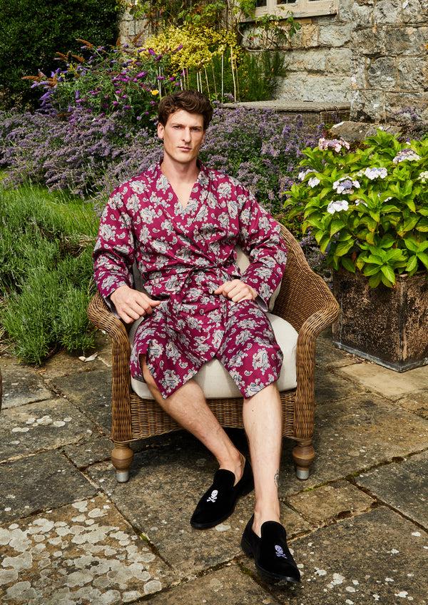 Bown Of London Lightweight Men's Dressing Gown - Gatsby Paisley Wine Size *