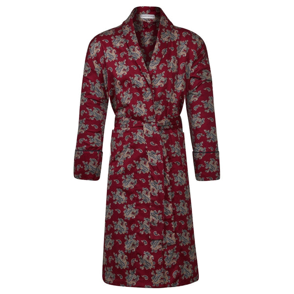 bown of london Lightweight Men's Dressing Gown - Gatsby Paisley Wine Size *