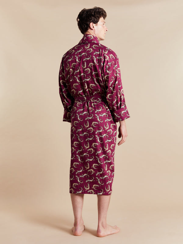 Bown Of London Lightweight Men's Dressing Gown - Gekko Claret Size *