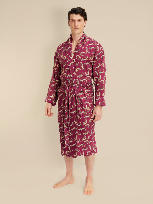 Bown Of London Lightweight Men's Dressing Gown - Gekko Claret Size *