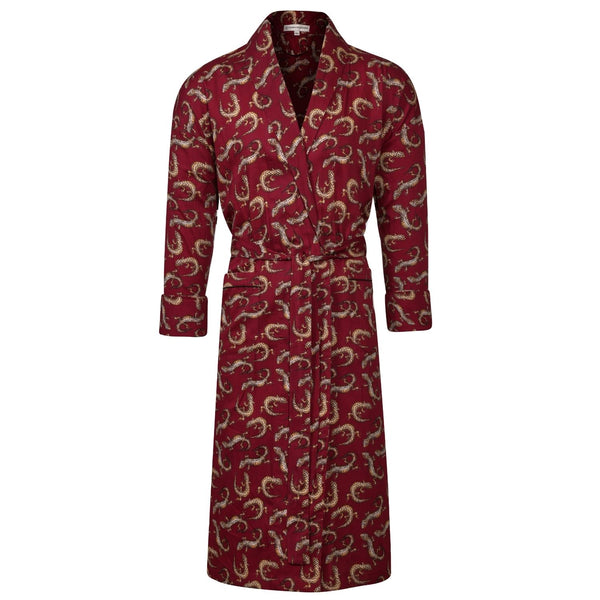 bown of london Lightweight Men's Dressing Gown - Gekko Claret Size *